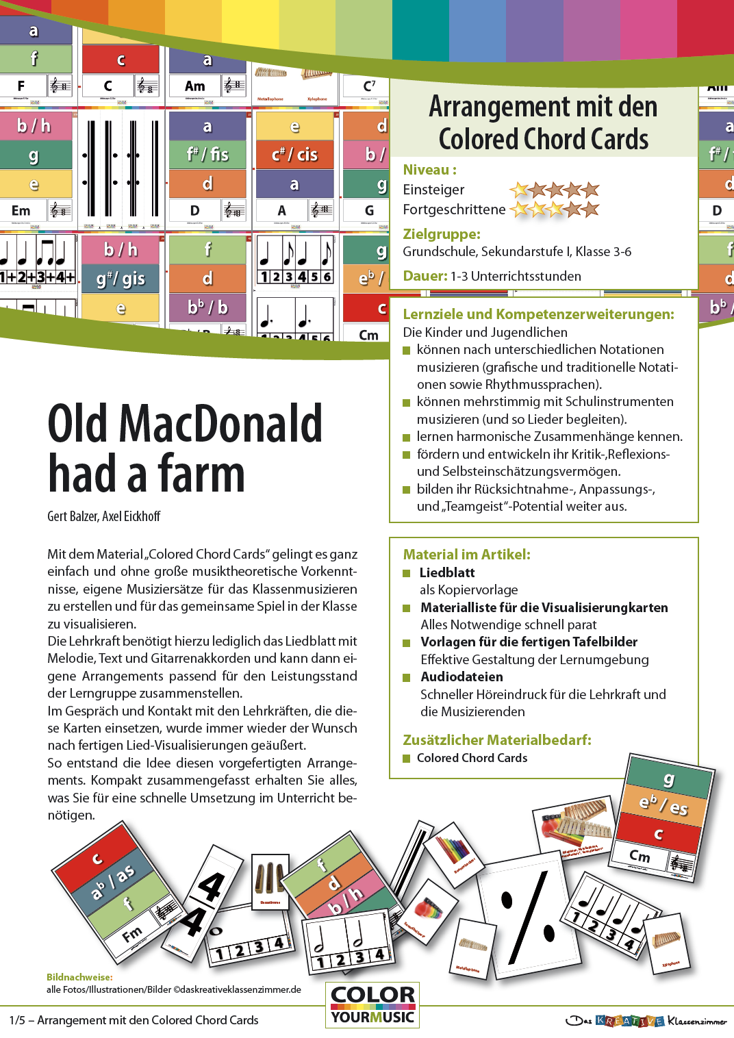 Old MacDonald - Colored Chord Cards