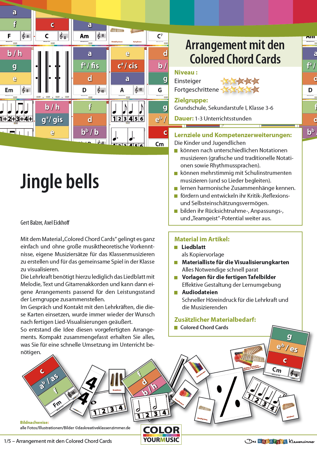 Jingle bells - Colored Chord Cards
