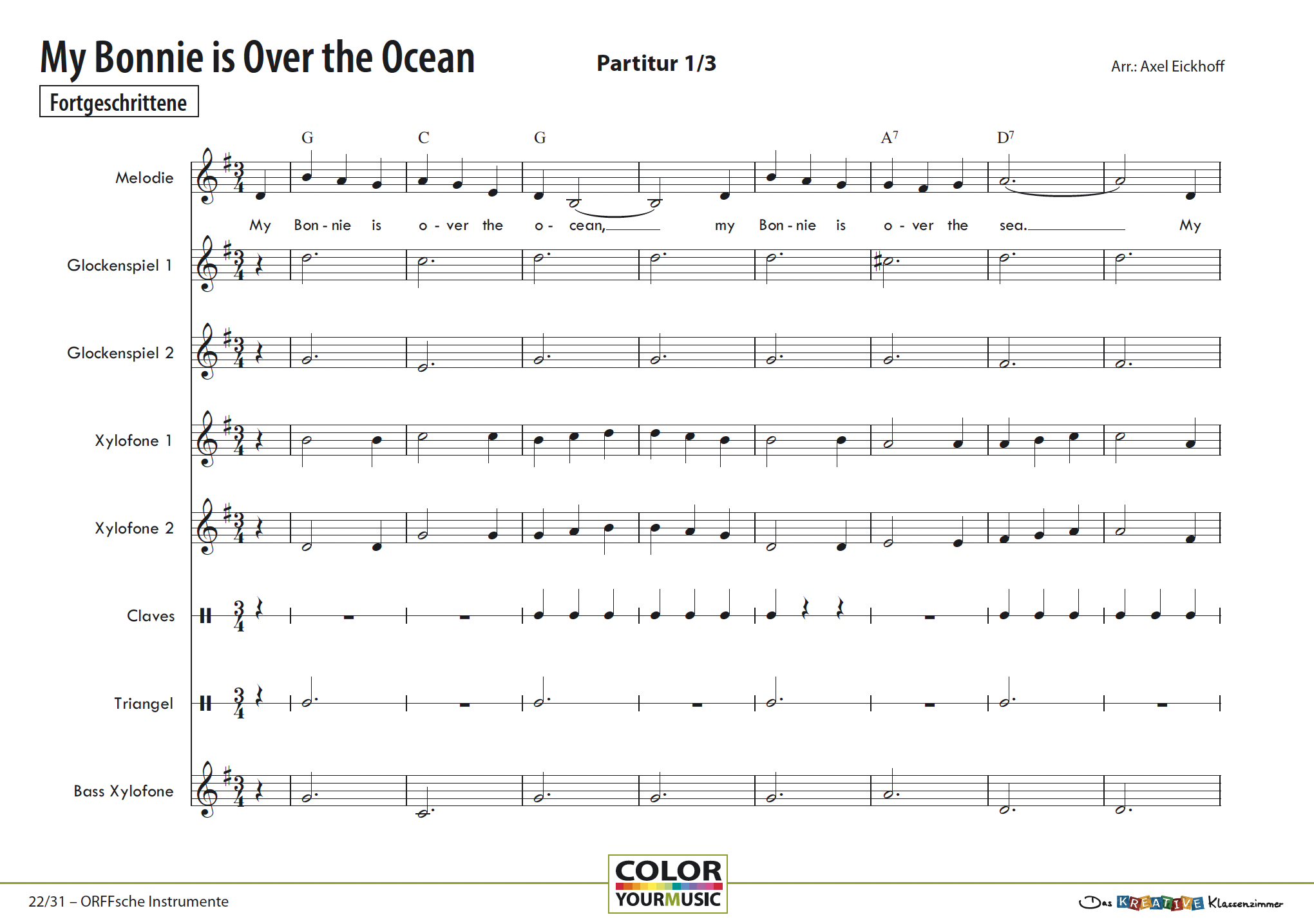 My Bonnie is Over the Ocean - Orff 
