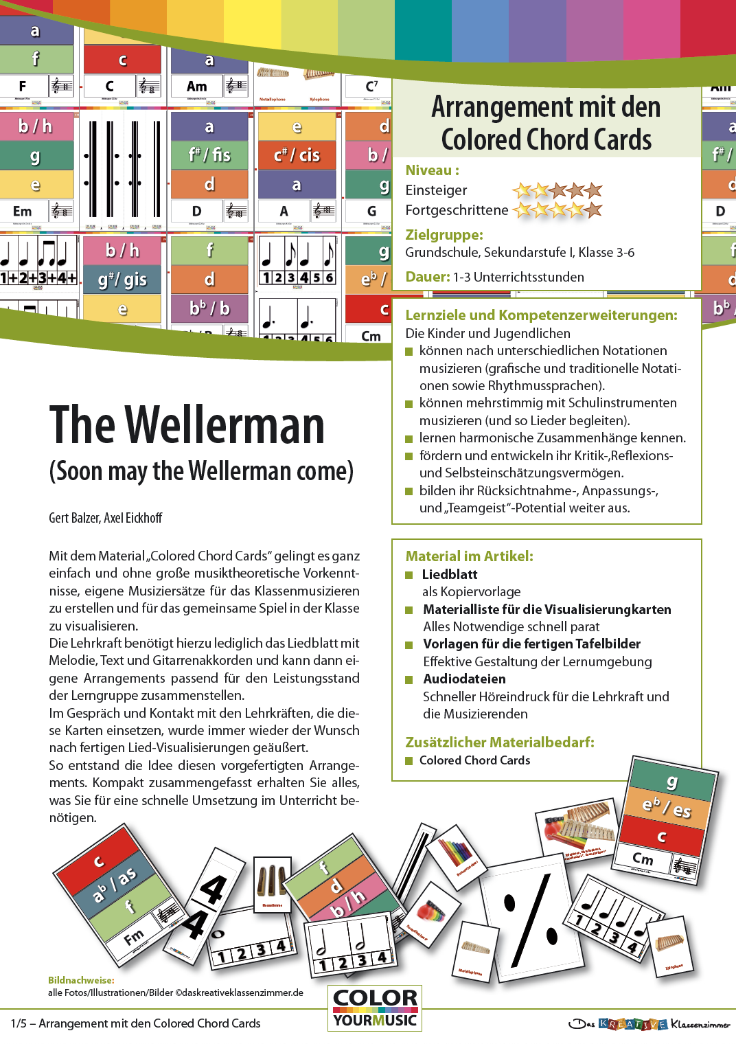 The Wellerman (Soon may the Wellerman come)- Colored Chord Cards