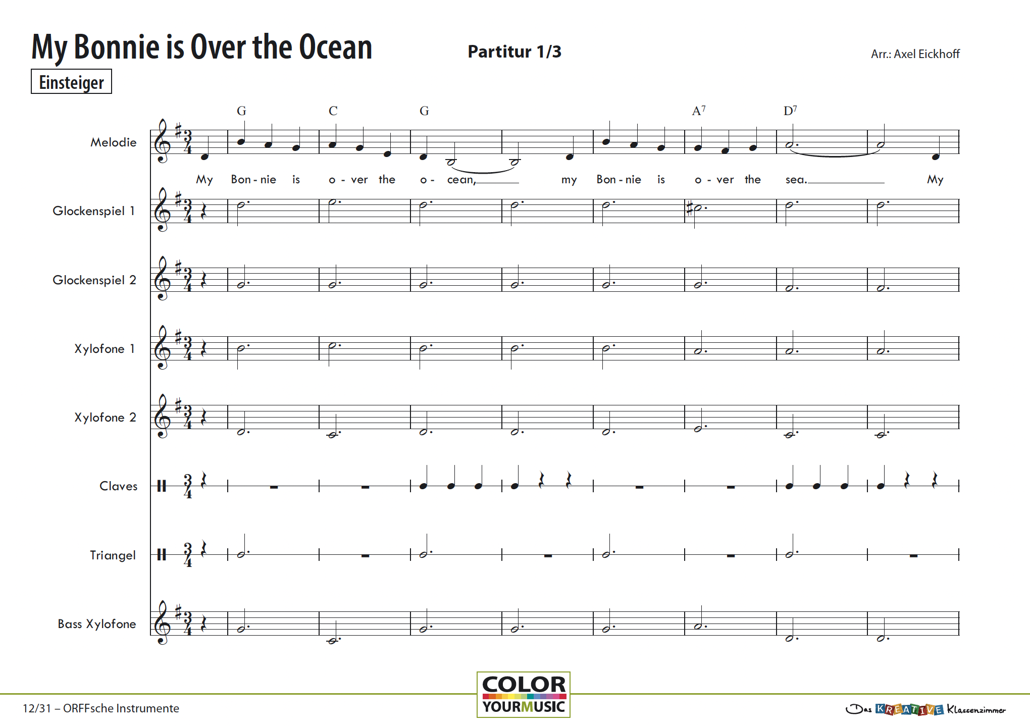 My Bonnie is Over the Ocean - Orff 