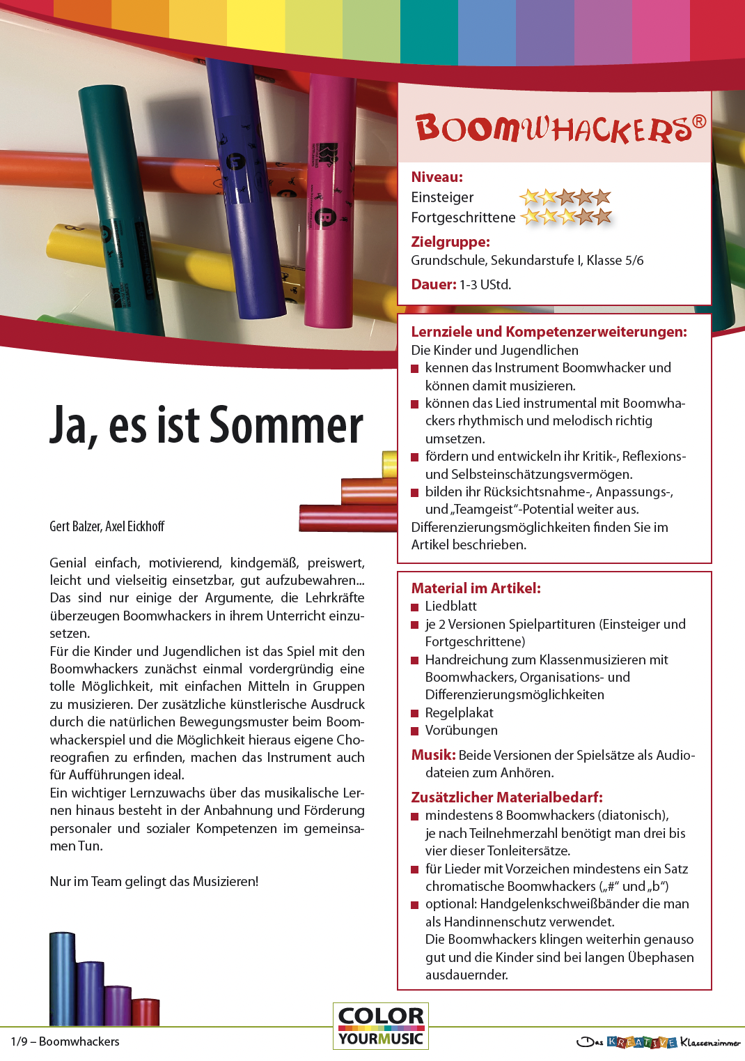 Ja, es ist Sommer - Boomwhackers