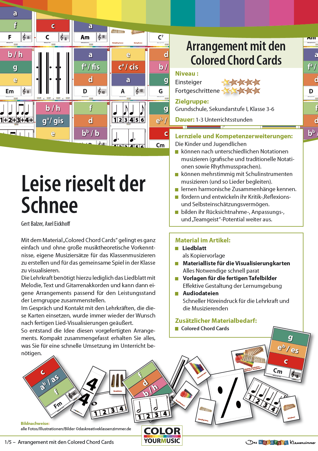 Lasst uns froh und munter sein - Colored Chord Cards