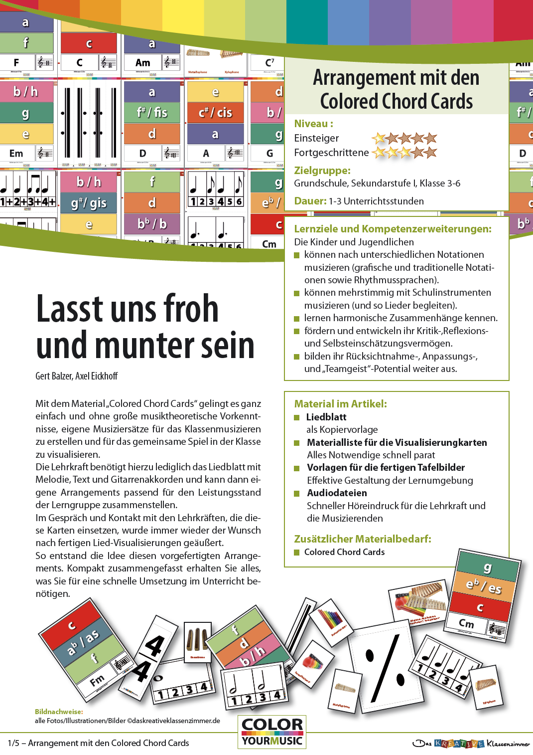 Lasst uns froh und munter sein - Colored Chord Cards